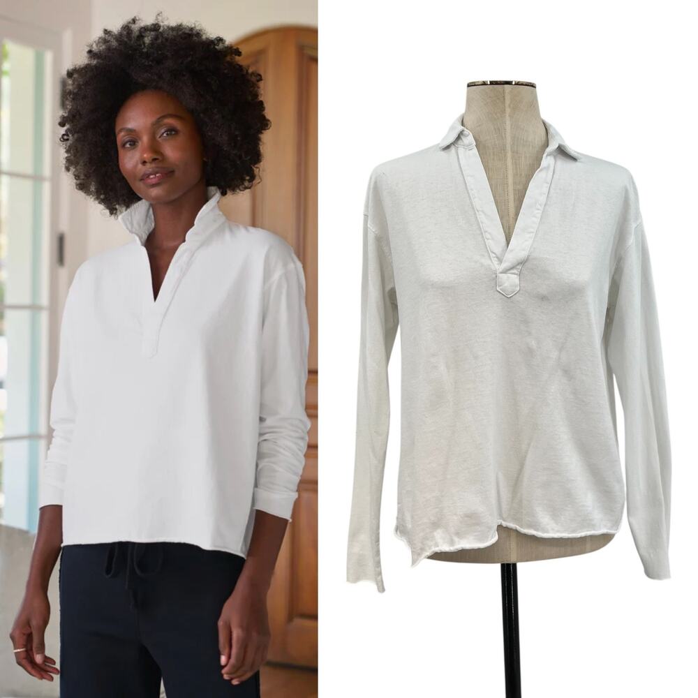 Frank & Eileen Patrick Popover Henley Top‎ White Size XS *Flawed